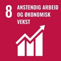 Bærekraftlogo med teksten anstendig arbeid og økonomisk vekst